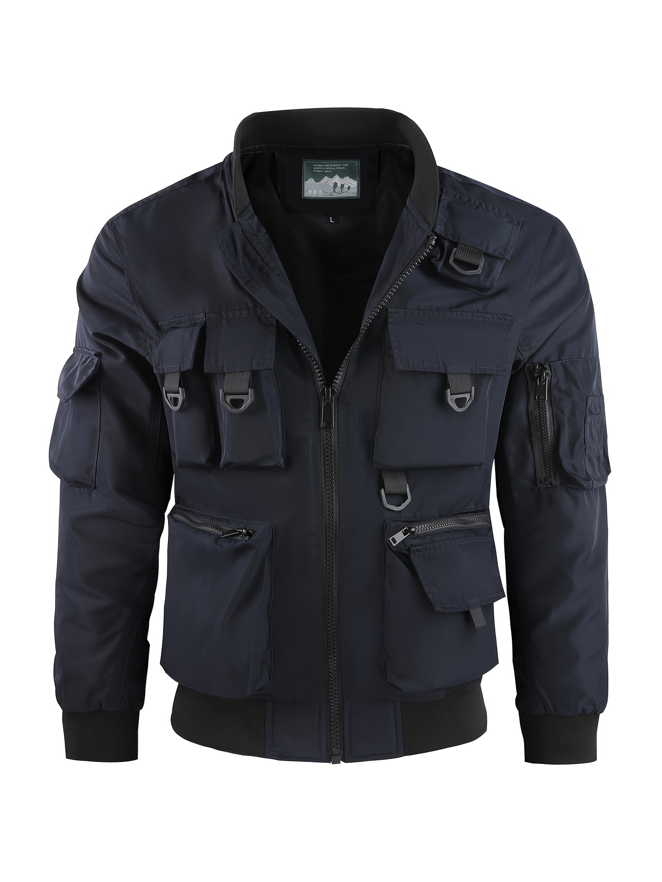 mens cargo jacket casual stand collar windbreaker jacket jacket for outdoor activities details 3